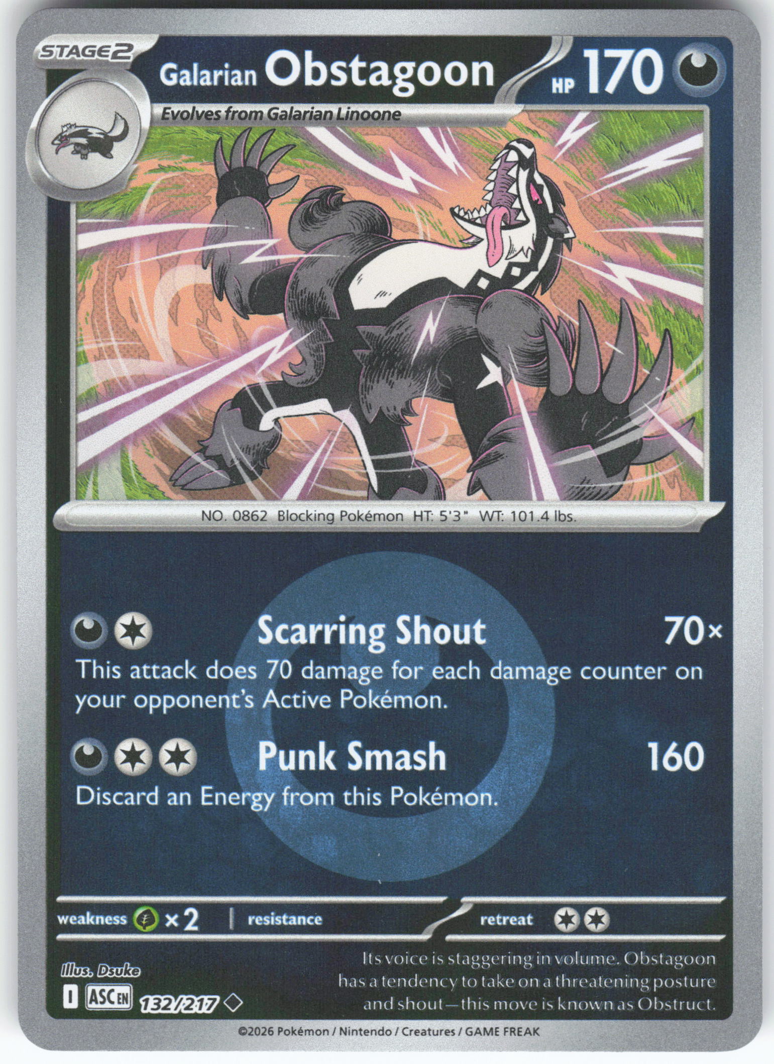 Galarian Obstagoon - 132/217 (Energy Symbol Pattern)