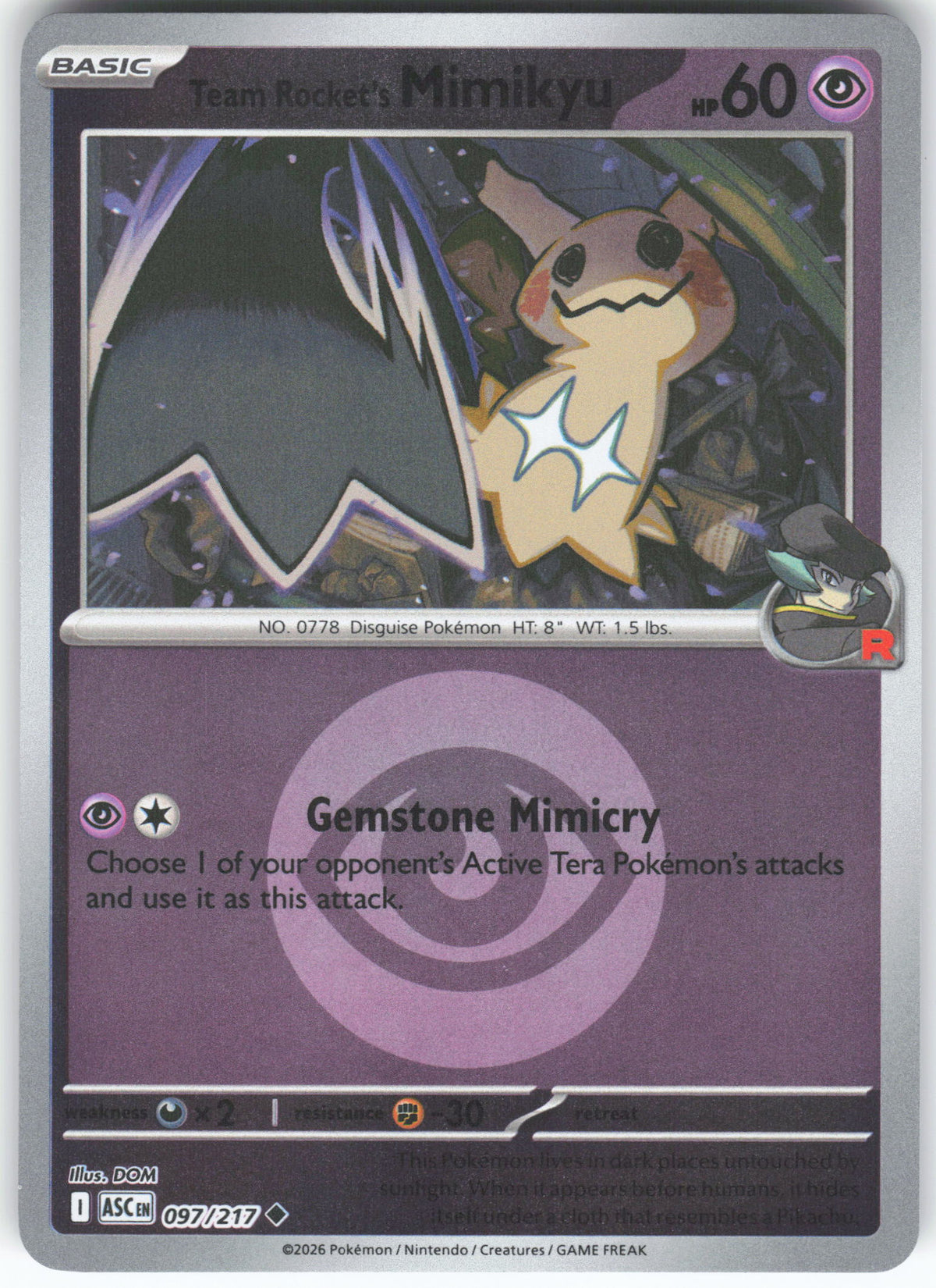 Team Rocket's Mimikyu - 097/217 (Energy Symbol Pattern)
