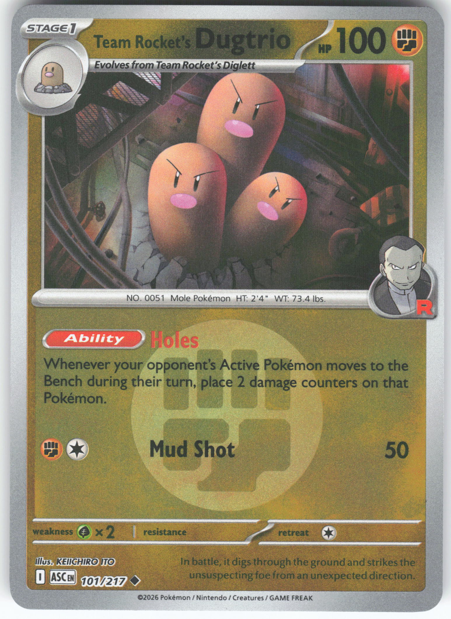 Team Rocket's Dugtrio - 101/217 (Energy Symbol Pattern)