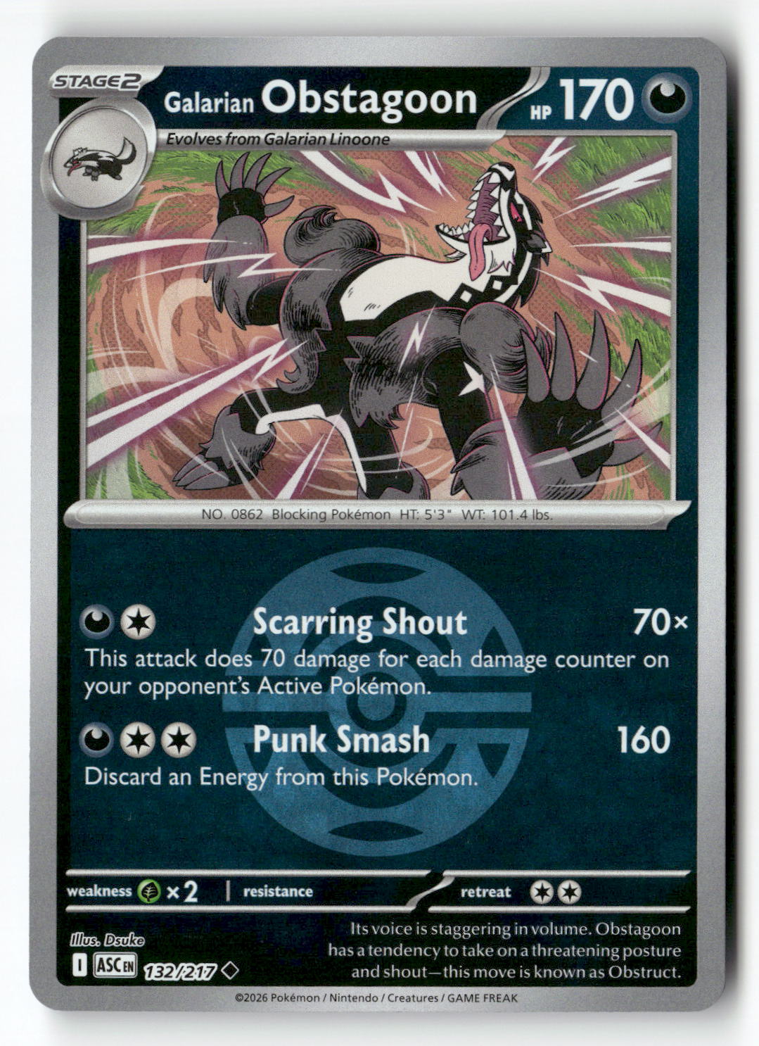 Galarian Obstagoon - 132/217 (Dusk Ball)