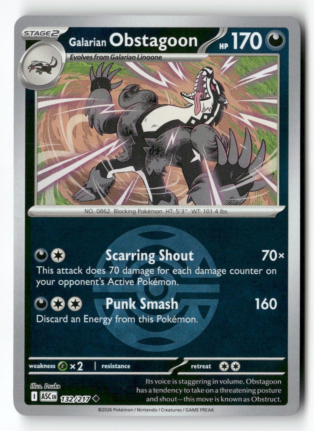 Galarian Obstagoon - 132/217 (Dusk Ball)