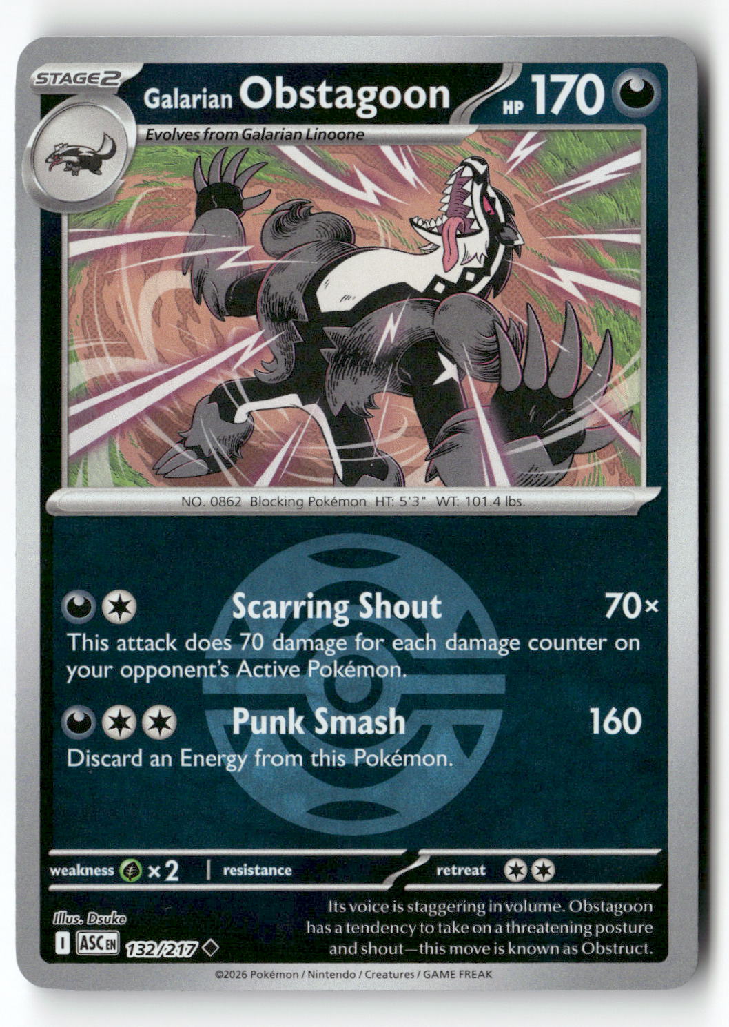 Galarian Obstagoon - 132/217 (Dusk Ball)