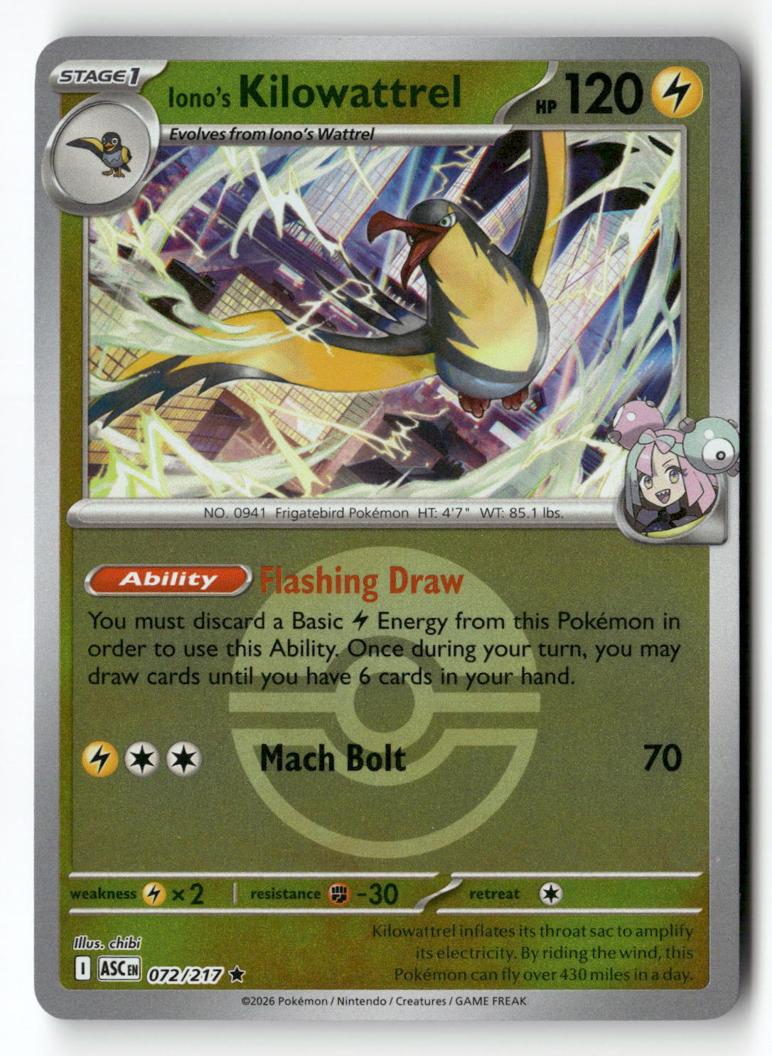 Iono's Kilowattrel (Poke Ball)