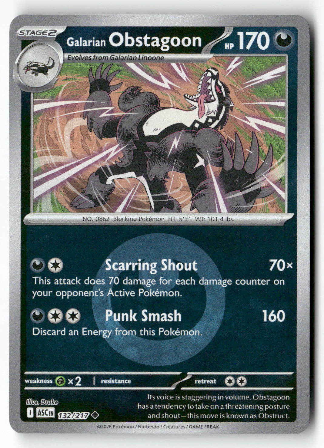 Galarian Obstagoon - 132/217 (Energy Symbol Pattern)