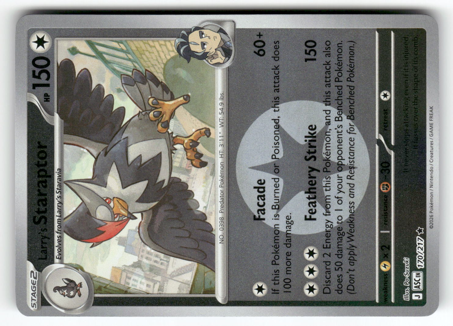 Larry's Staraptor - 170/217 (Energy Symbol Pattern)