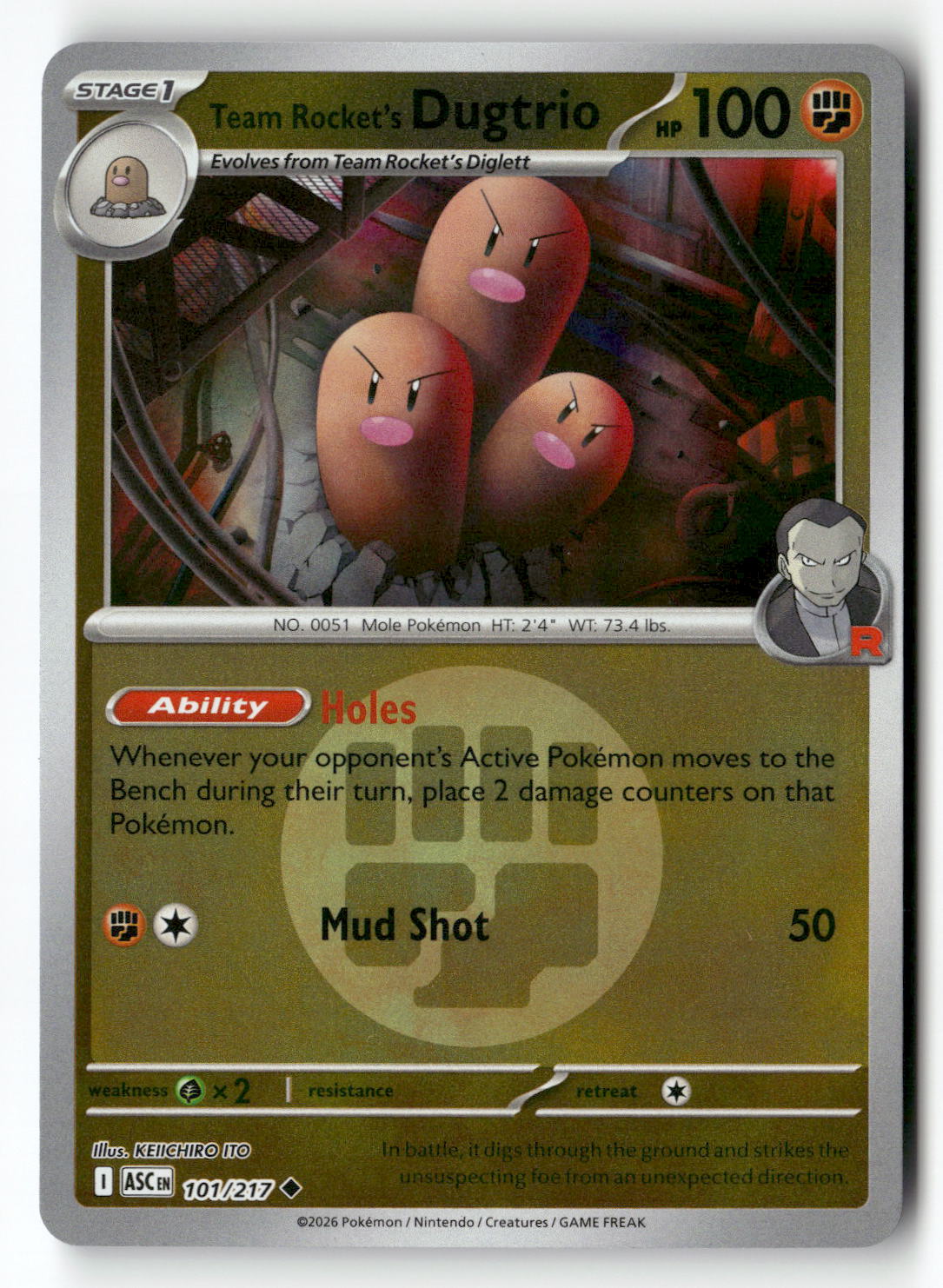 Team Rocket's Dugtrio - 101/217 (Energy Symbol Pattern)