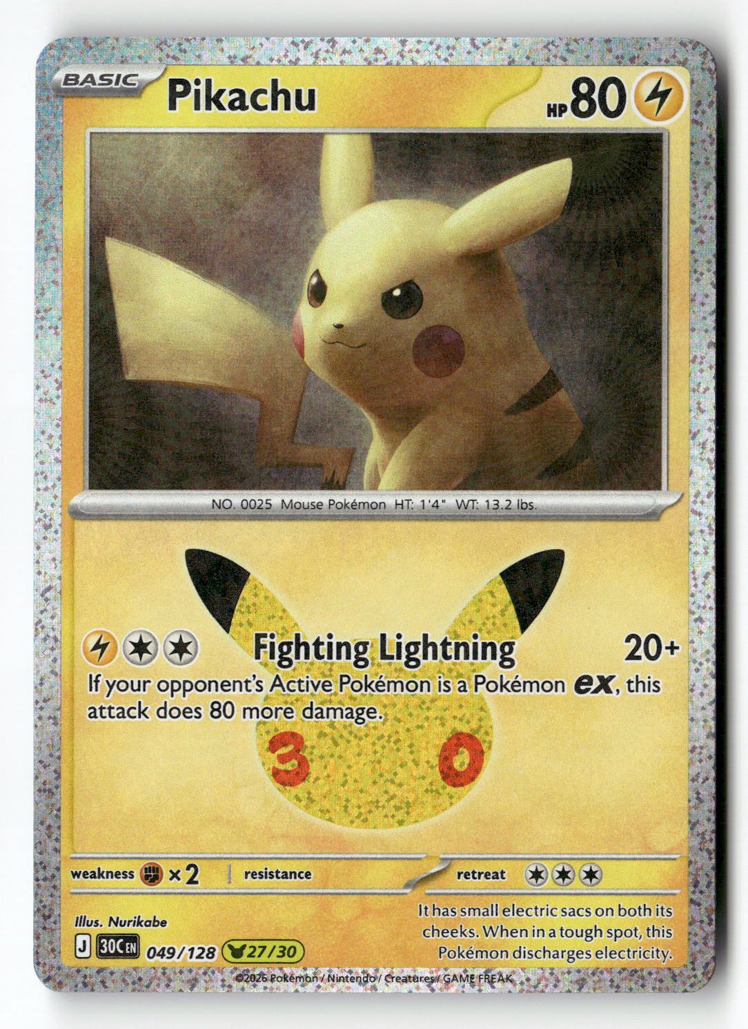 Pikachu - 049/128 | Near Mint / English / Holofoil